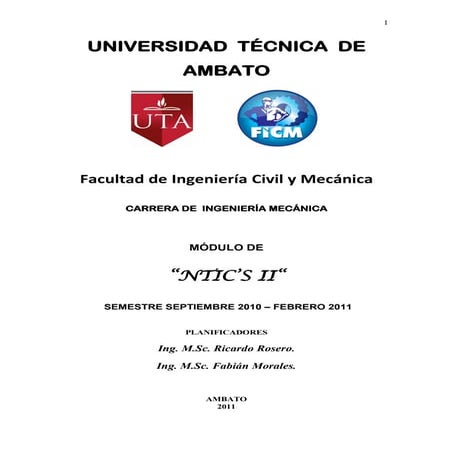 Modulo Ntics II FICM (marzo-septiembre 2011)