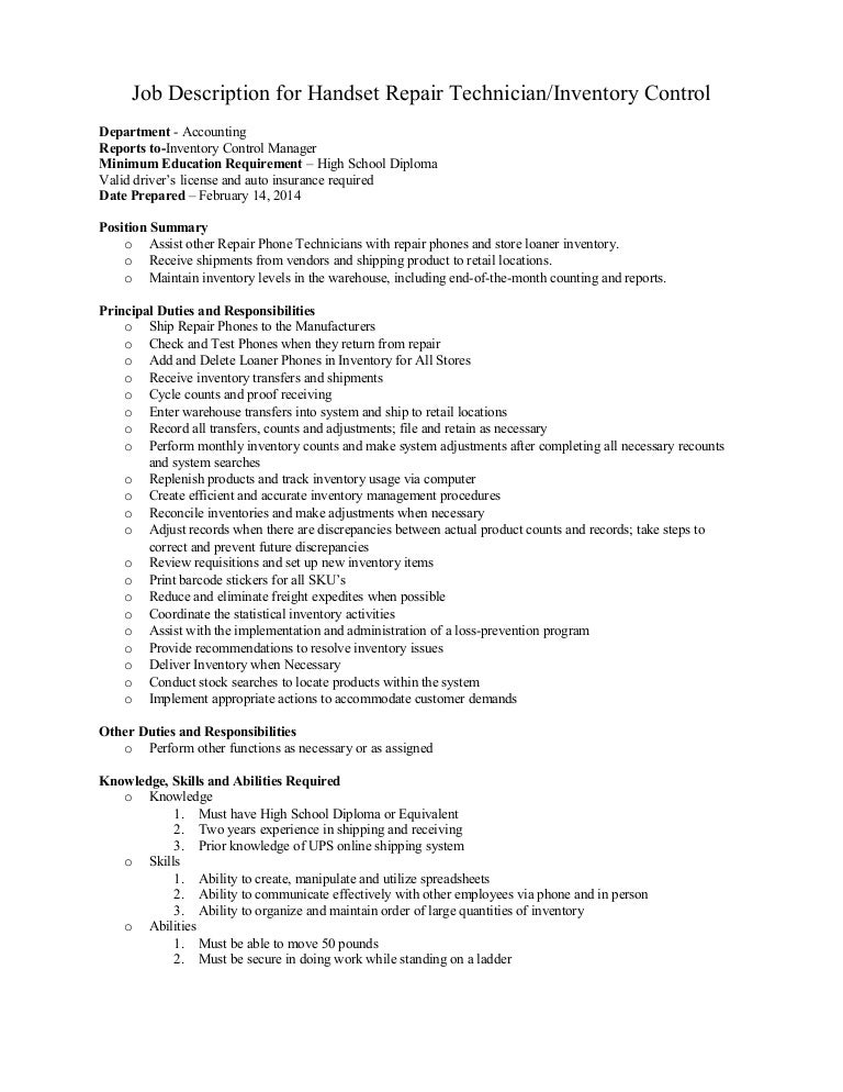 mechanic technician job description