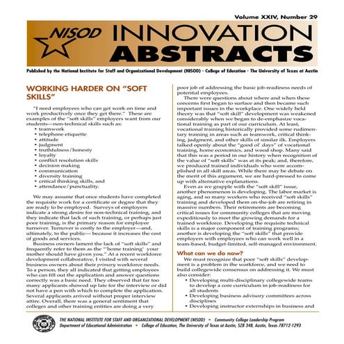 NISOD Working Harder on Soft Skills