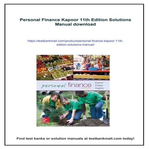 Personal Finance Kapoor 11th Edition Solutions Manual