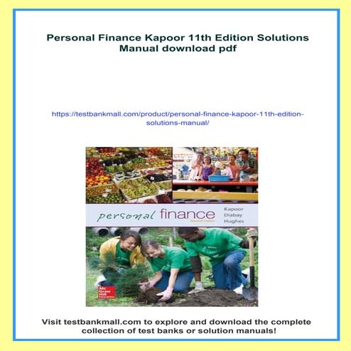 Personal Finance Kapoor 11th Edition Solutions Manual | PDF
