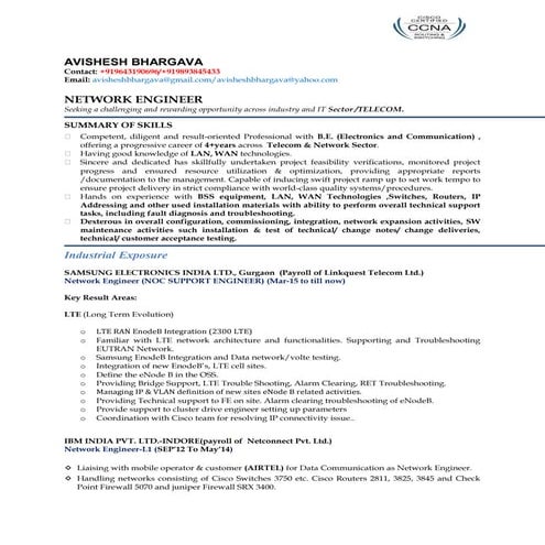 AVISHESH BHARGAVA resume