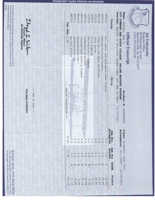 Official Graduate Transcripts | PDF