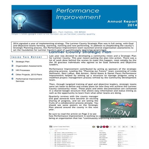 Performance Improvement Annual Report 2014 | DOC | Human Resources ...