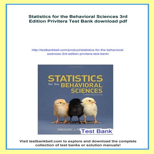 Statistics for the Behavioral Sciences 3rd Edition Privitera Test Bank ...