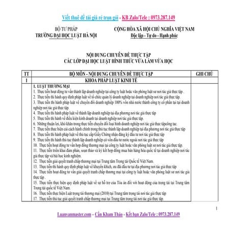 9998 Đề Tài Chuyên Đề Thực Tập Ngành Luật, Khoa Luật.doc