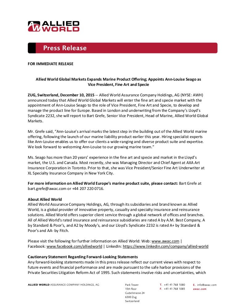 Fine Art Specie Press Release