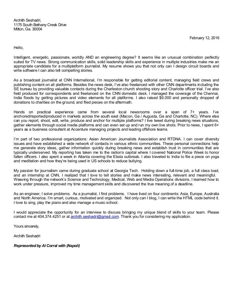 ARCHITH SESHADRI COVER LETTER