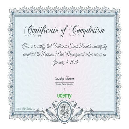 Business risk management certificate