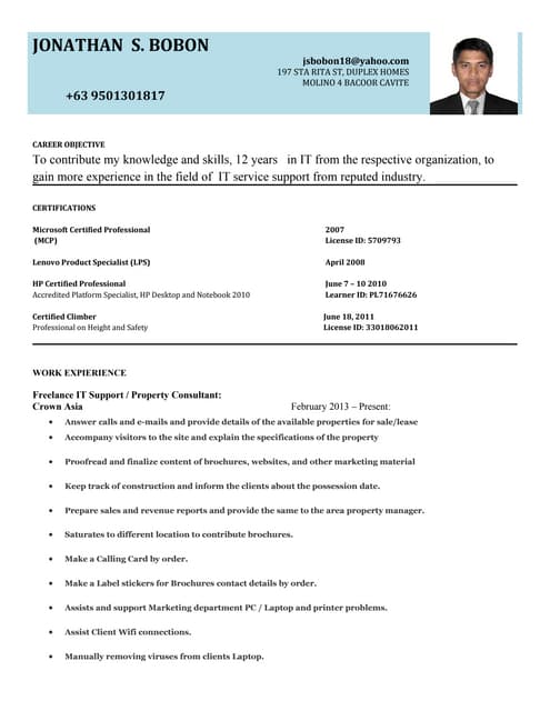 CV for I T -2