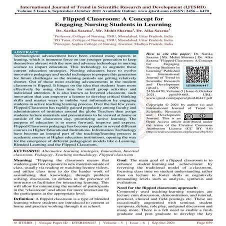 Flipped Classroom A Concept for Engaging Nursing Students in Learning