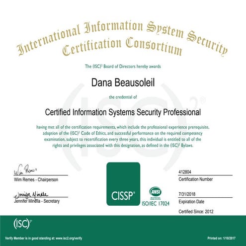 CISSP diploma