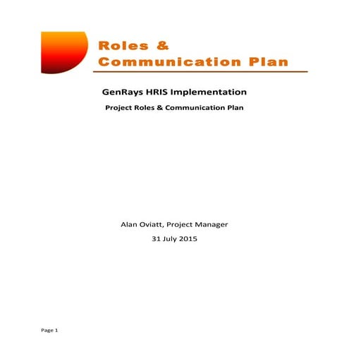 MGT2 - GenRays Project Roles & Communication Plan