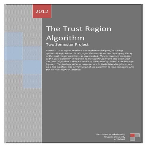 Trust Region Algorithm - Bachelor Dissertation | PDF
