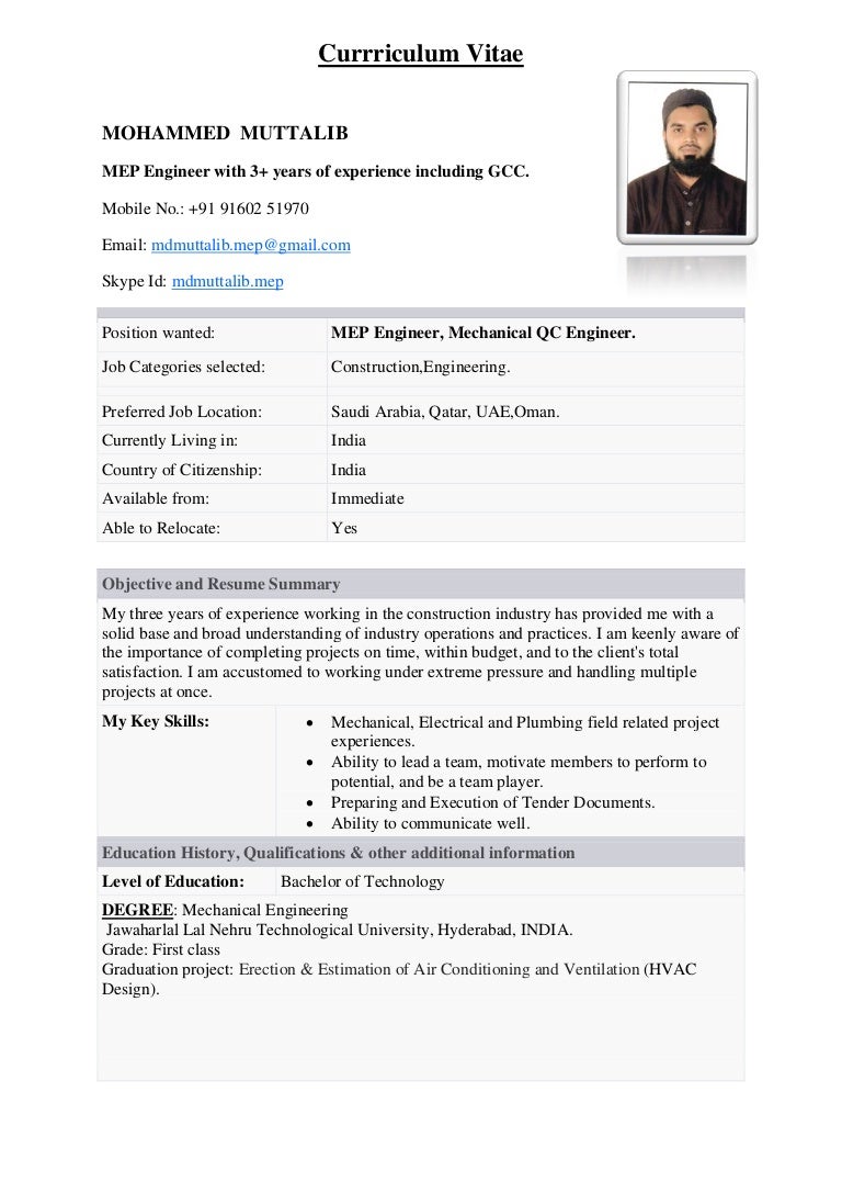Mohd Muttalib Cv Pdf