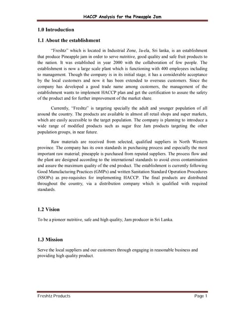 HACCP Manual for jam industry