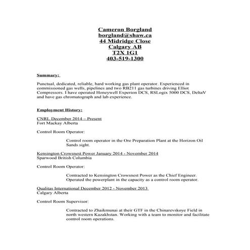 CBorgland resume | DOC