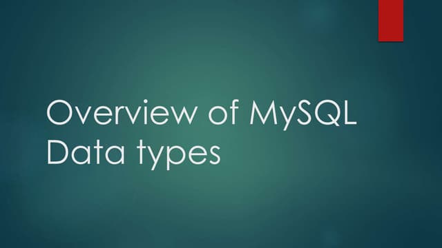 MySQL Data types