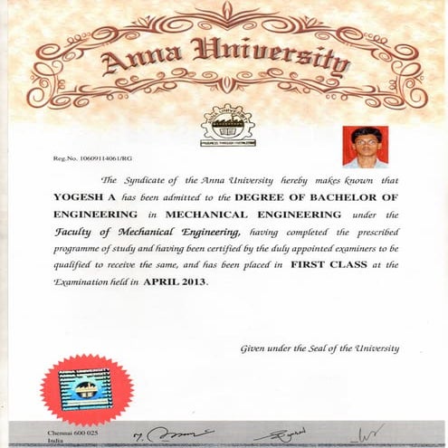 Mtech - Degree Certificate | PDF