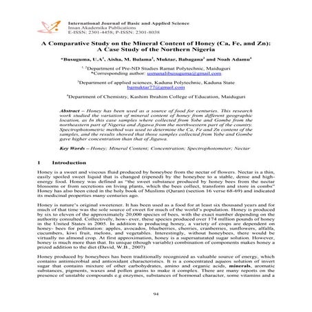 chemistry project for class 12 on analysis of honey | DOCX