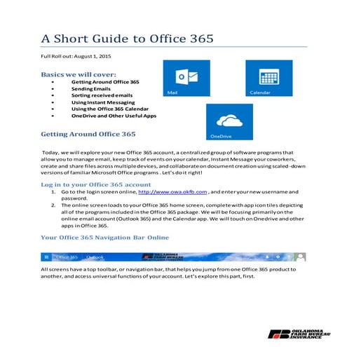 Handout for Outlook 365 Email and Outlook Calendar