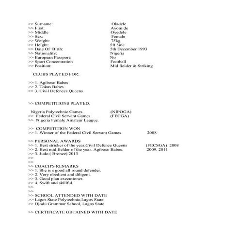 My Football Cv.Doc