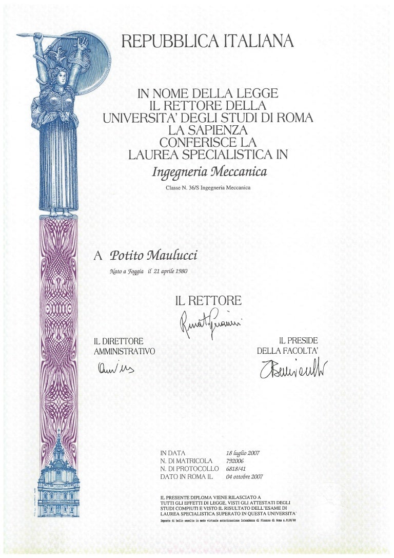 Master's degree in Mechanical Engineering