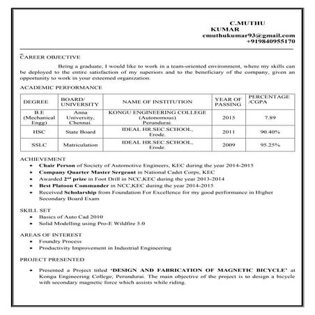 Muthu_Kumar Resume | PDF