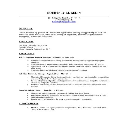 Kourtney Kelty's Resume 2015