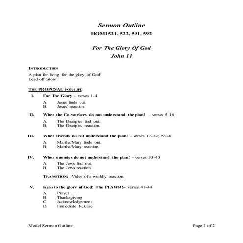 Sermon Outline John 11