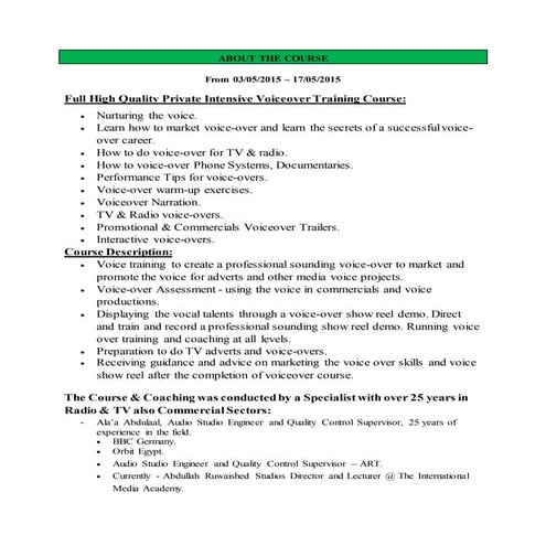 Voice-over Course | DOCX
