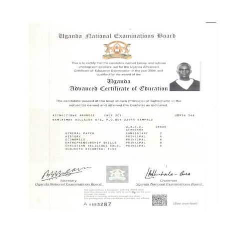 UACE CERTIFICATE