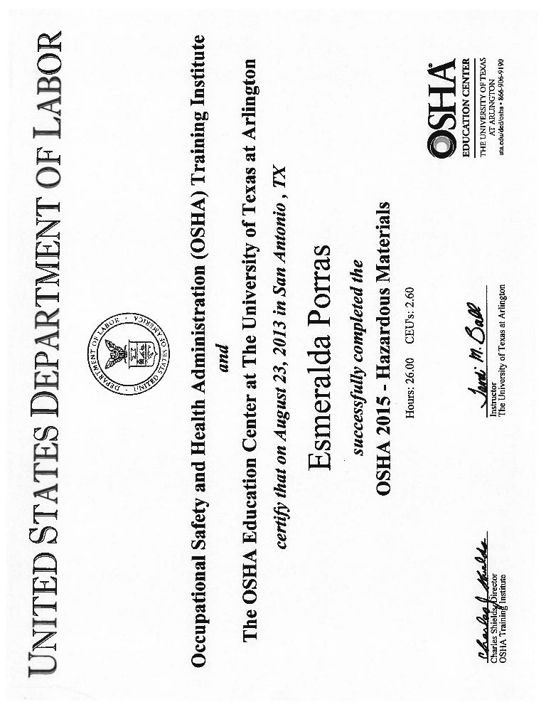 OSHA 2015 Hazardous Materials