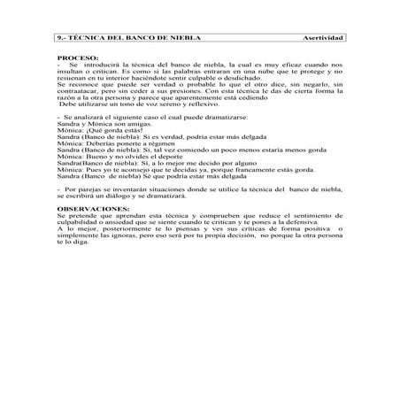 9 asertividad técnica del banco de niebla