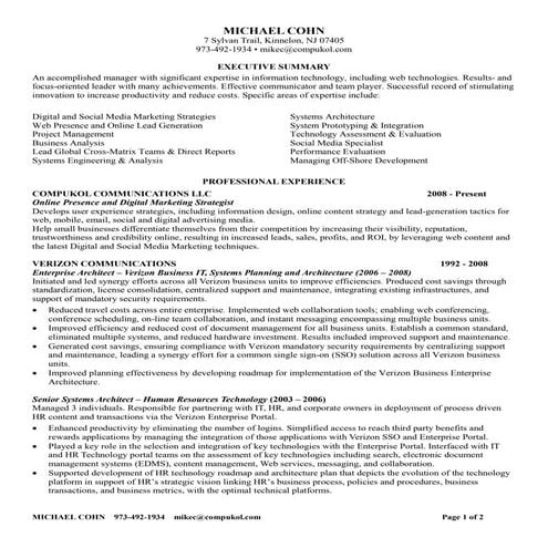 Michael Cohn Resume - PSGV7