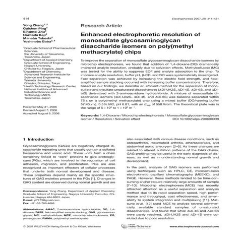 Enhanced electrophoretic resolution of monosulfate GAG disacchride isomers on...