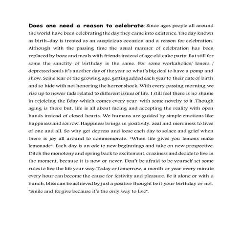 Does one a reason to celebrate