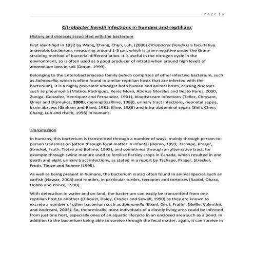 Citrobacter frendii infections in Reptiles