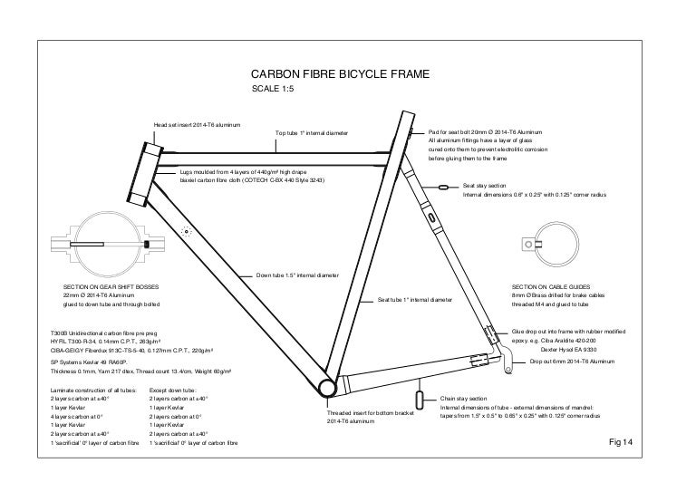 Carbon Fibre Bicycle Frame Drawing.