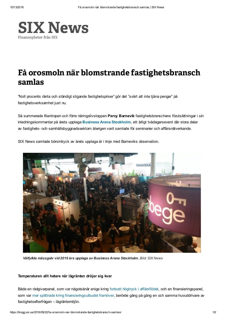 Artikelurval Six News 2014 2016 Johan Eklund