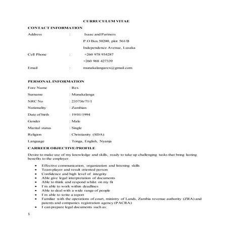 REX`S CURRUCULUM VITAE