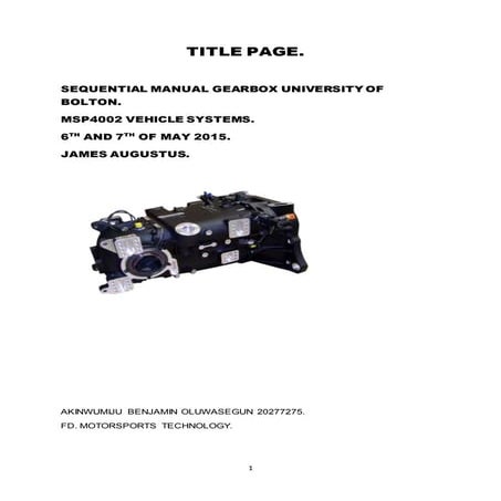 SEQUENTIAL MANUAL GEARBOX