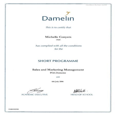 Damelin Certificate