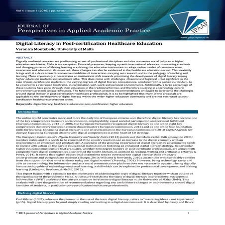 Digital Literacy in Post-certification Health Care Education