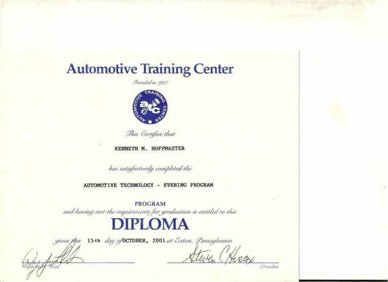 atc automotive training center diploma