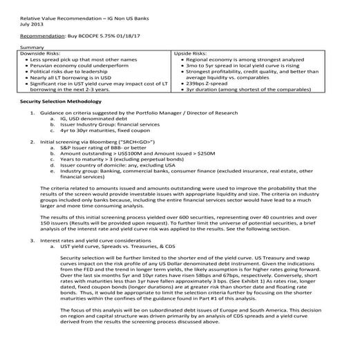 Sample Credit Recommendation