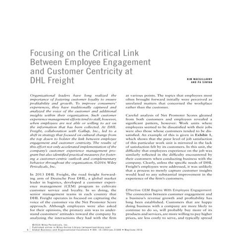 Focusing on the critical link between employee engagement and customer centri...