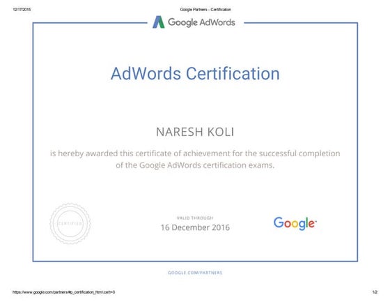 Gooogle Adwords Certification | PPT