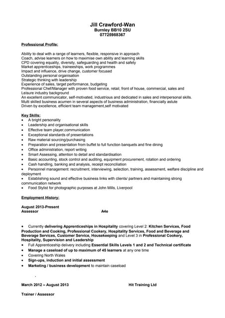 resume for hotel maintenance technician