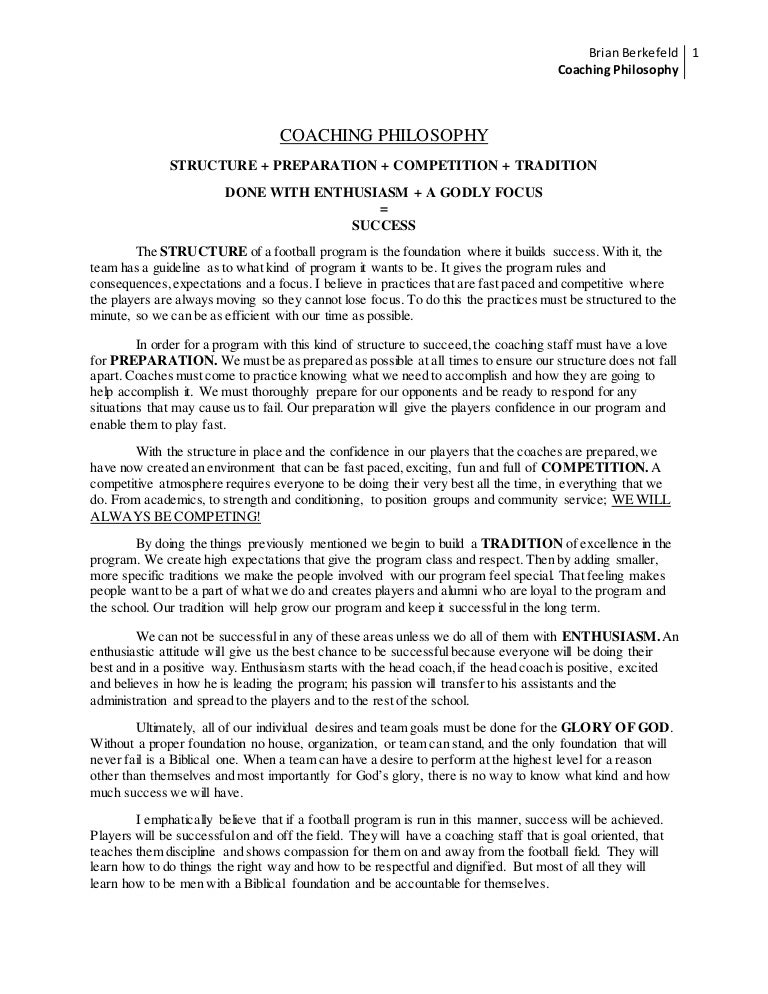 Coaching philosophy football examples picture